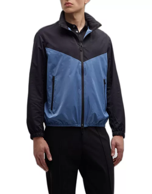 Men's Wind-Resistant Jacket with Stowaway Hood