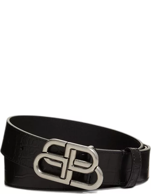 Men's BB-Logo Leather Belt