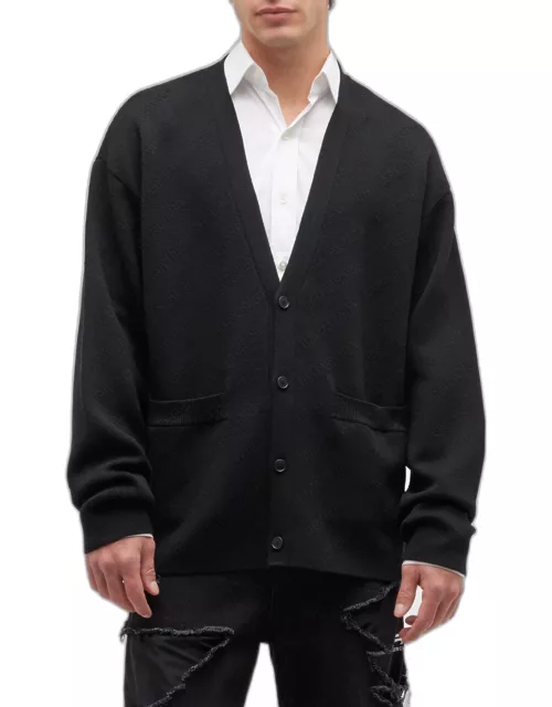 Men's Allover Tonal Logo Cardigan Sweater