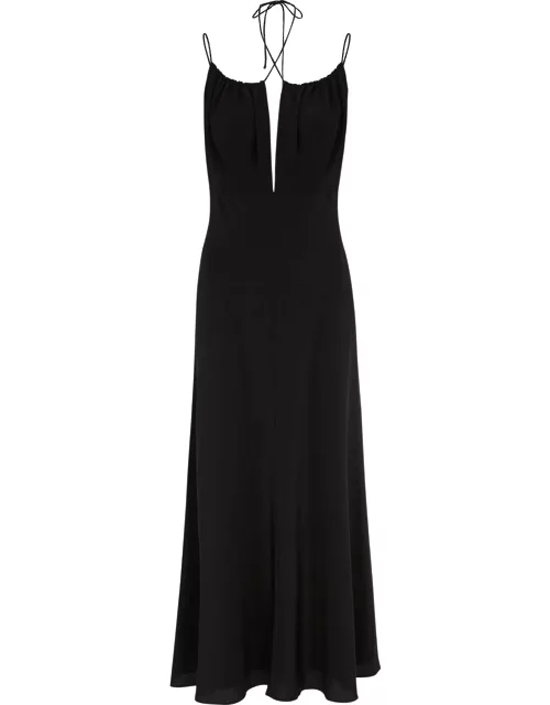 Totême Halterneck Silk Midi Dress - Black