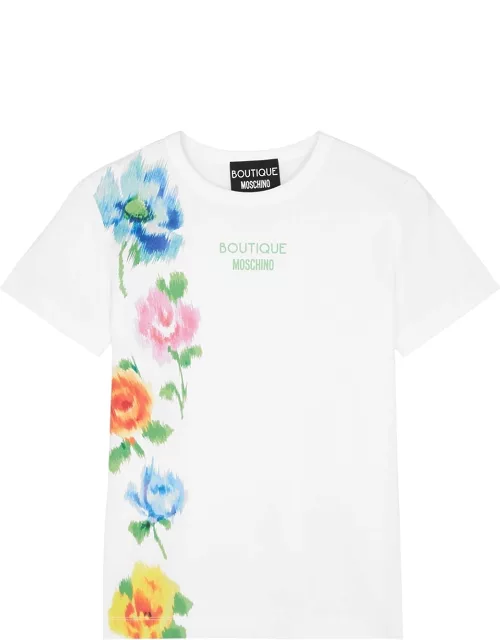 Boutique Moschino Floral And Logo-print Cotton T-shirt - Multicoloured