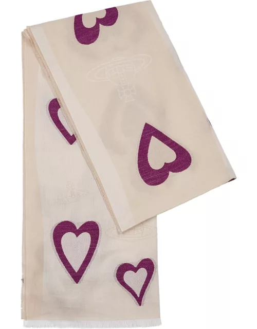Vivienne Westwood Heart-jacquard Cotton-blend Scarf - Beige