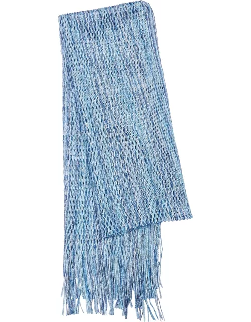 Missoni Striped Metallic Open-knit Scarf - Blue