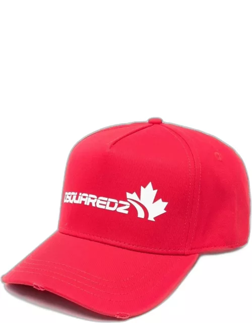 Red baseball cap with patch
