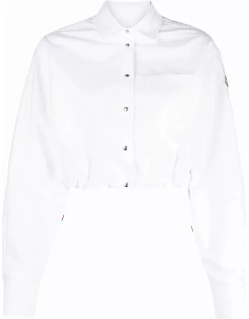 White crop shirt with button