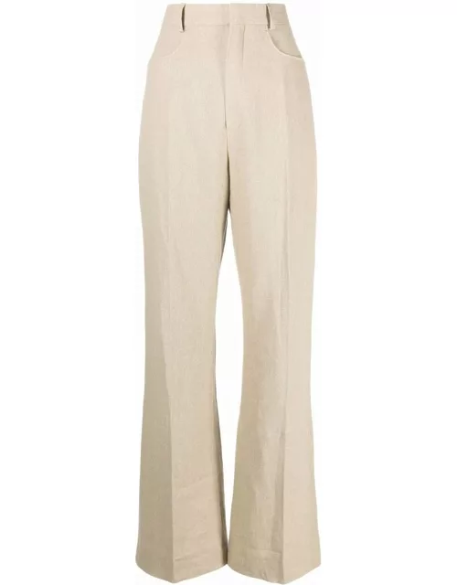 High-waisted tailored trousers beige