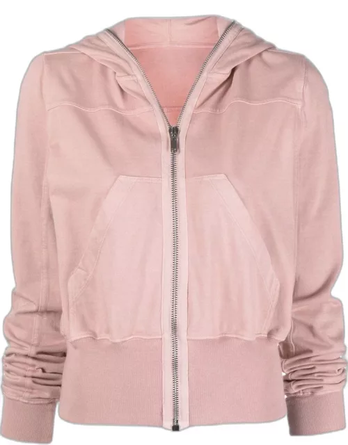 Pink cotton hoodie with zip