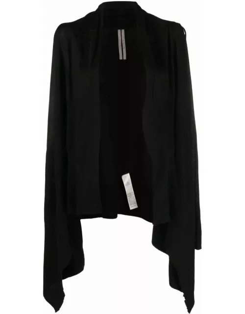 Black knitted cardigan with draped he