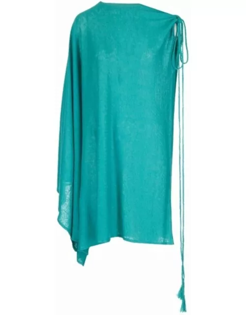 Turquoise dress in linen jersey