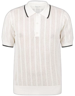 White short-sleeved polo shirt in mesh
