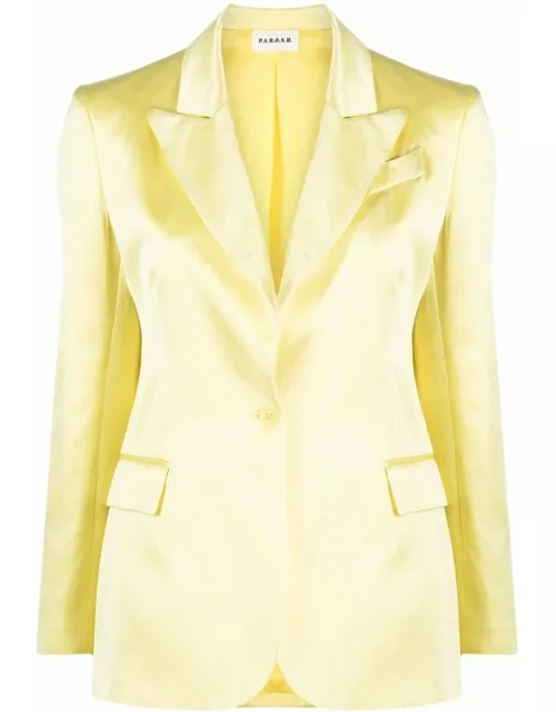 Satin yellow single-breasted blazer