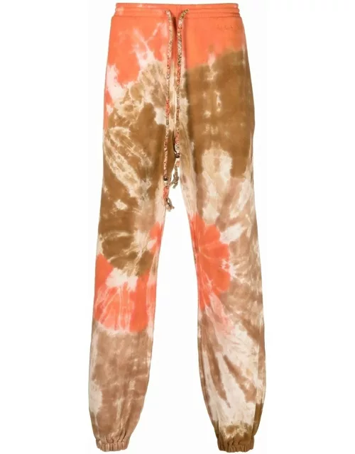 Multicoloured sports trousers with tie-dye pattern