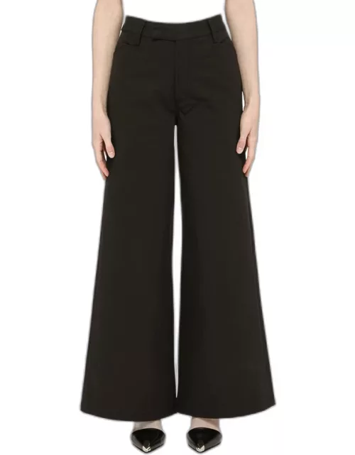 Black cotton wide trouser