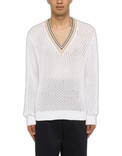 White V-neck sweater