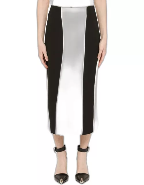 White/black colour-block midi skirt