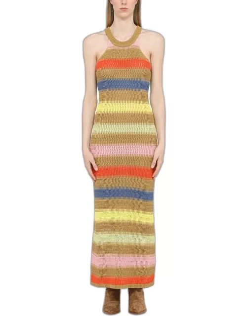 Multicoloured striped long dres