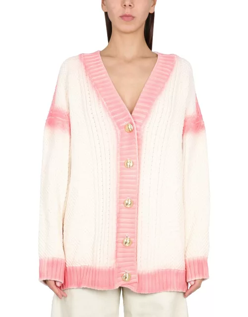 palm angels patent leather effect palm cardigan