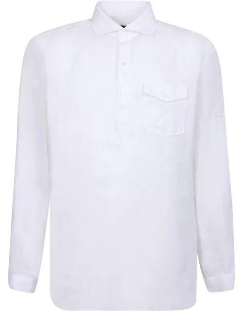Lardini Linen White Polo Shirt