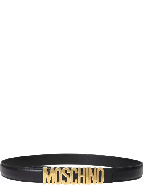 Moschino Leather Belt Lettering Color Black