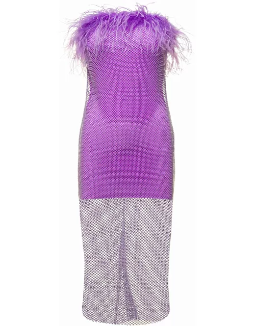 Giuseppe di Morabito Mini Purple Dress With Feather Trim And Rhinestone Embellishment In Polyamide Woman