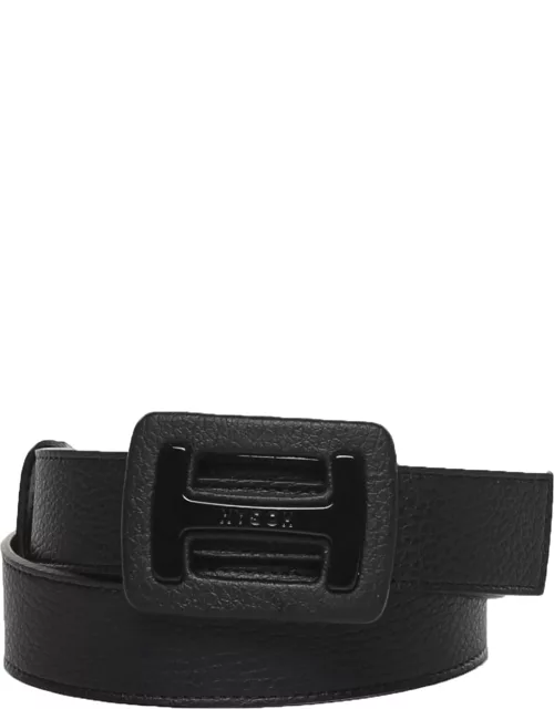 Hogan Leather Belt With Rectangular Buckle