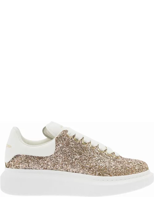 Alexander McQueen Gold-tone larry Sneakers With Glitter Detailing In Polyester Woman
