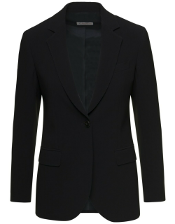Black Single-breasted Jacket With Notched Revers Woman Alberto Biani