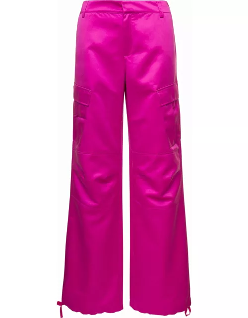 The Andamane Pink High Waisted Cargo Pants Straight Leg With Cargo Pockets In Polyester Woman