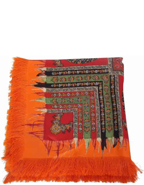 Pierre-Louis Mascia Frayed Edges Red/multicolor Scarf