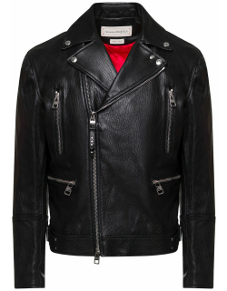 Alexander McQueen Black Biker Jacket In Leather Man
