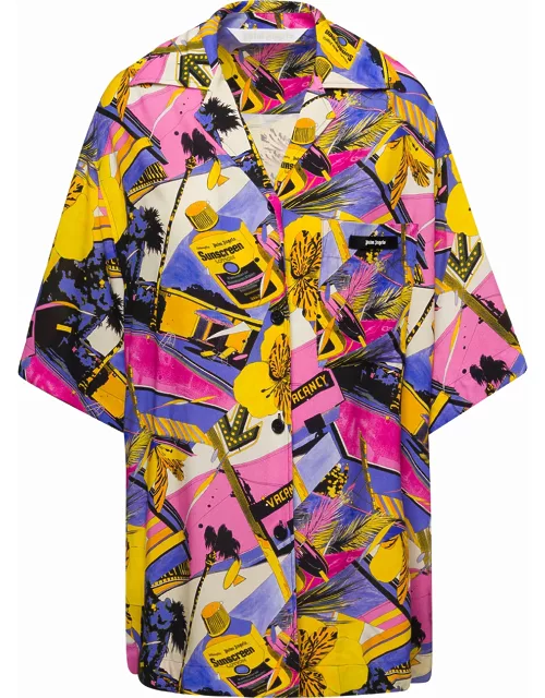 Palm Angels miami Multicolour Bowling Shirt With All-over Graphic Print In Viscose Woman