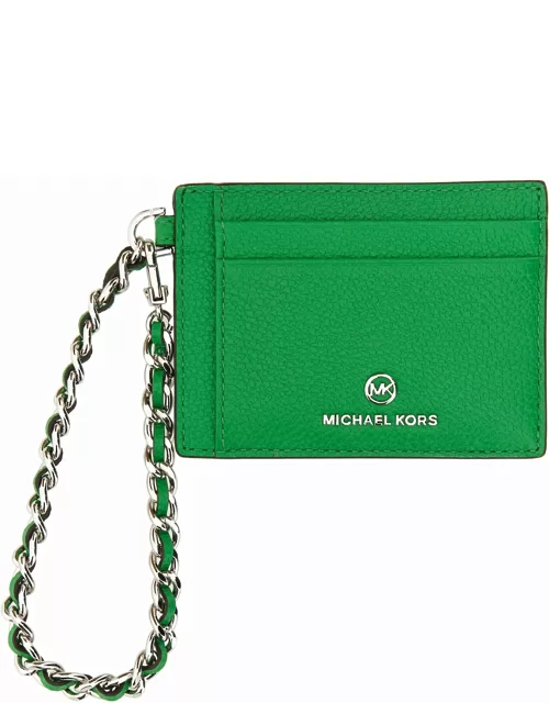 MICHAEL Michael Kors Green Leather Jet Set Card Holder