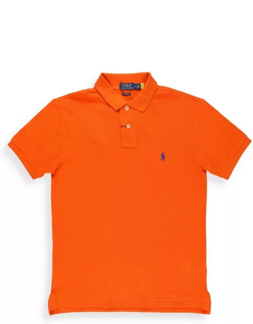 Ralph Lauren Orange And Blue Slim-fit Piquet Polo Shirt