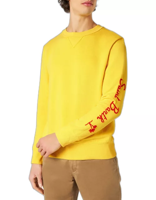 MC2 Saint Barth Man Yellow Sweatshirt With Saint Barth Embroidery