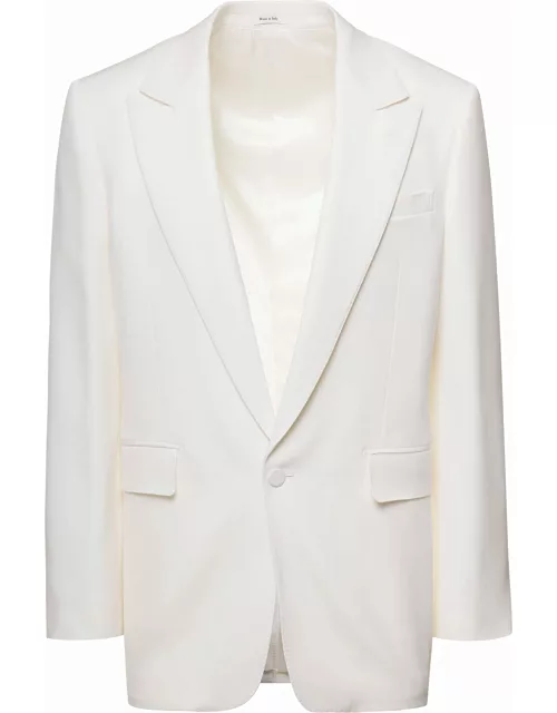 Alexander McQueen White Single-breasted Jacket With Notched Revers In Wool Woman