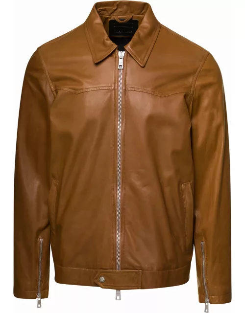 Giorgio Brato Brown Western Jacket With Two-way Zip In Leather Man