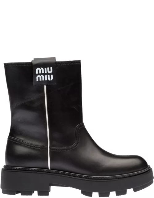 Miu Miu Leather Logo Boot