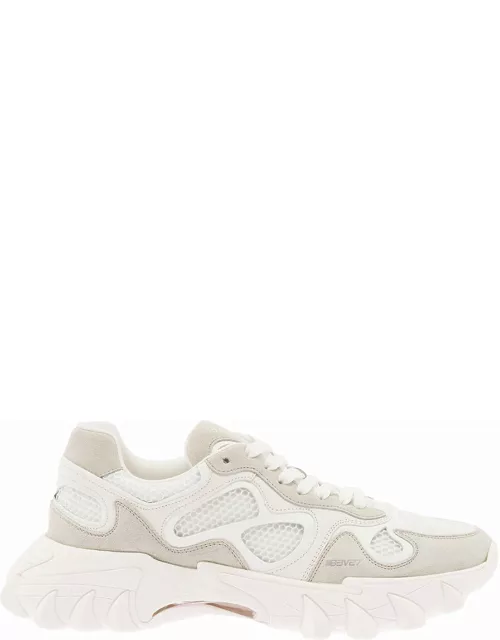 Balmain b-east White Trainers With Mesh And Suede Inserts In Leather Man