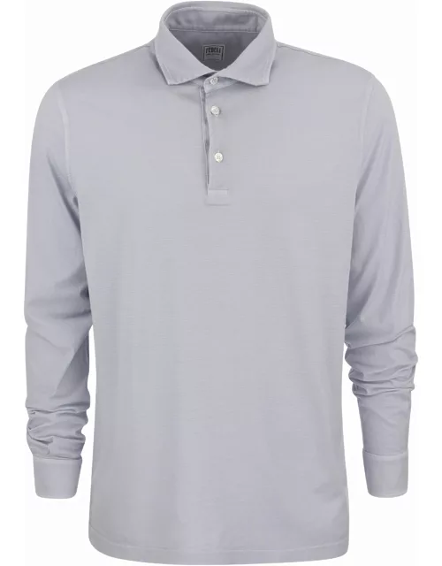 Fedeli Long-sleeved Cotton Polo Shirt