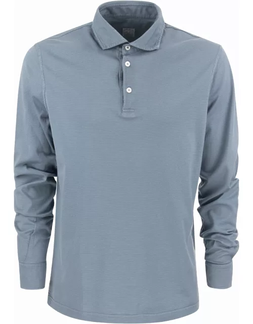 Fedeli Long-sleeved Cotton Polo Shirt