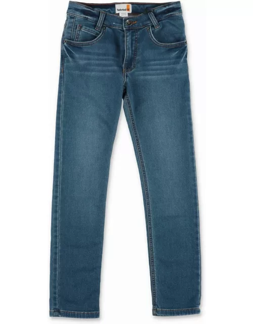 Timberland Jeans Blu In Denim Di Cotone Stretch Bambino
