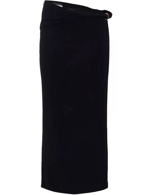 Versace One-zip Draped Skirt