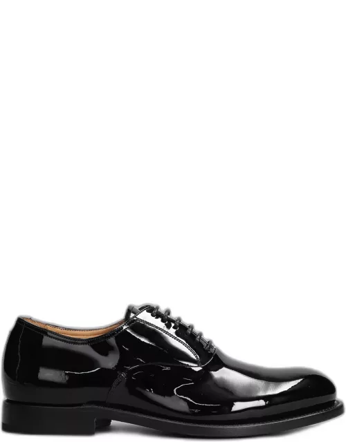 Silvano Sassetti Lace Up Shoes In Black Patent Leather