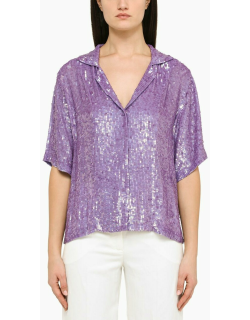 Parosh Purple Short-sleeved Shirt With Sequin