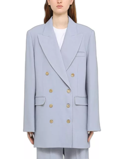 Khaite Light Blue Wool And Viscose Double-breasted Blazer