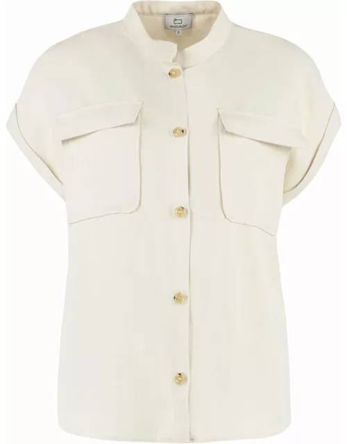 Woolrich Short Sleeve Linen Blend Shirt