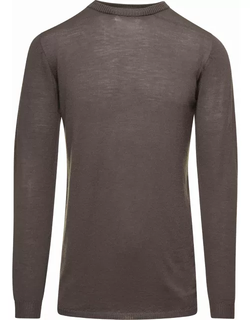 Rick Owens Beige Biker T-shirt With Long Sleeves In Wool Man