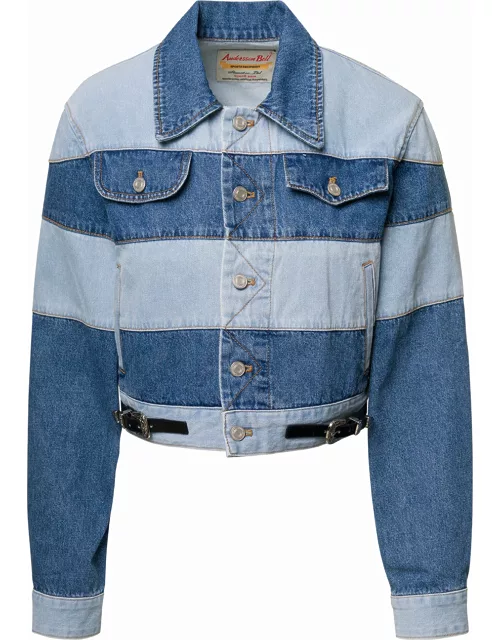 Andersson Bell mahina Blue Denim Patchwork Jacket With Heart-shaped Detail In Cotton Woman