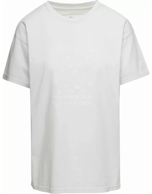 Maison Margiela White T-shirt With Printed Logo On The Front In Cotton Woman