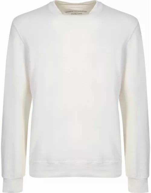Original Vintage Style White Linen Sweatshirt